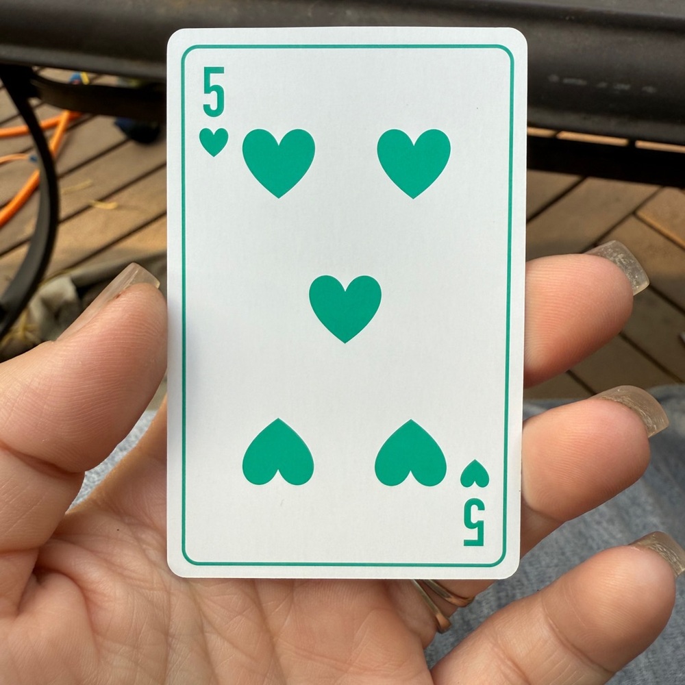 Dior Teal/Green five of Heart Playing Card